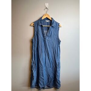 Beachlunchlounge Chambray Shift Dress Blue Lyocell L Modern Minimalist Boho Chic